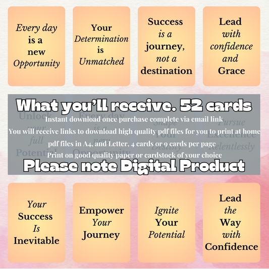 Professional positive empowering affirmation cards