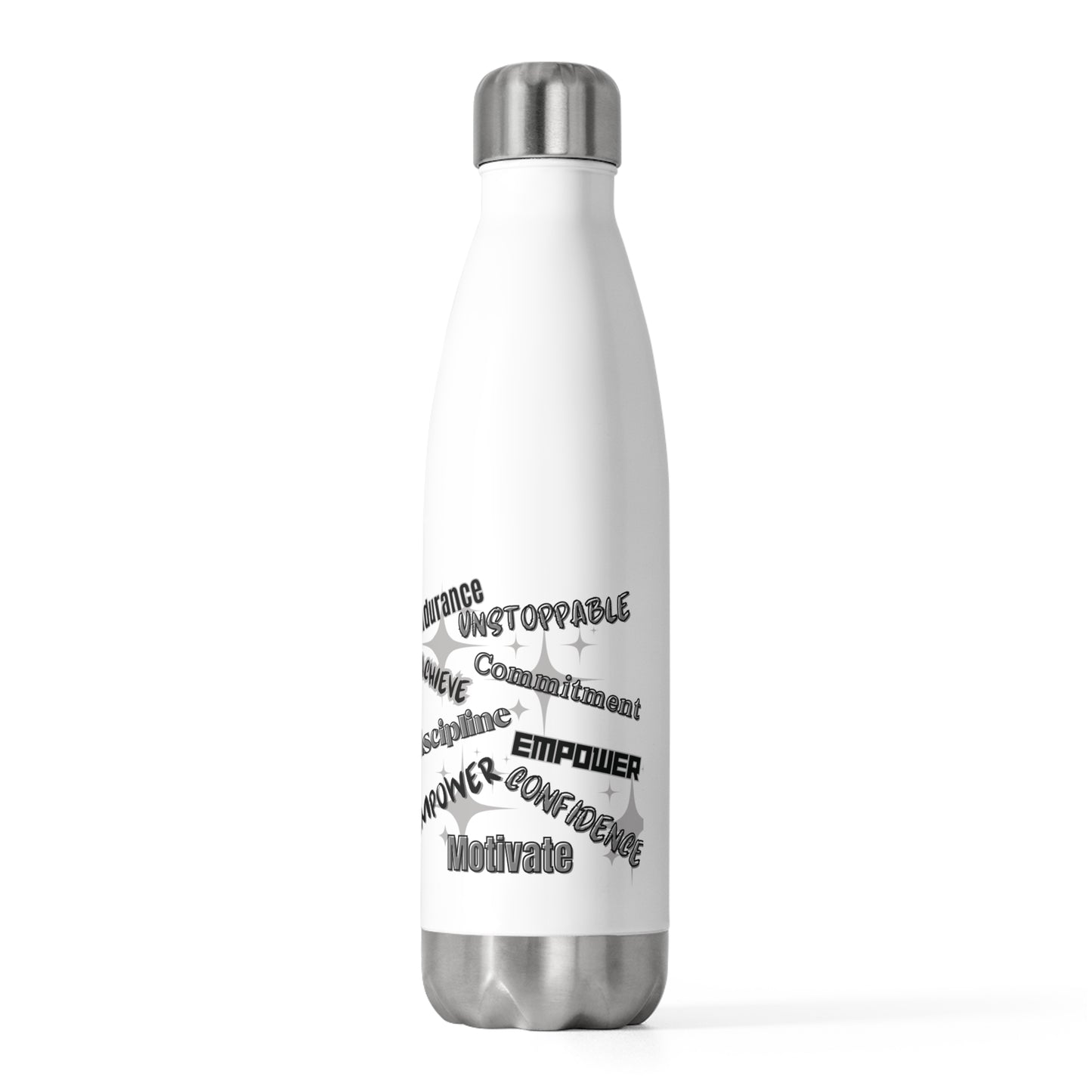 Inspirational 20oz Insulated Water Bottle - Strength & Courage Quotes